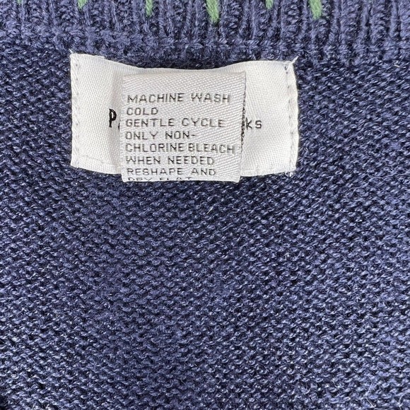 Parisian Works Women's Blue Embroidered Fall Leaf Patches Button-Up Sweater Vest - Picture 6 of 8